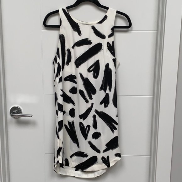 H&M Sleeveless Shift Dress Black White Heart - Picture 1 of 2